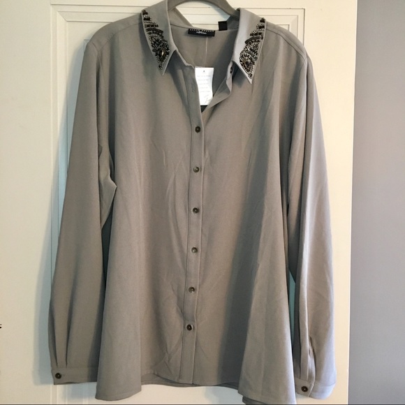 Susan Graver Tops - NWT Susan Graver Artisan Beaded Collar Blouse